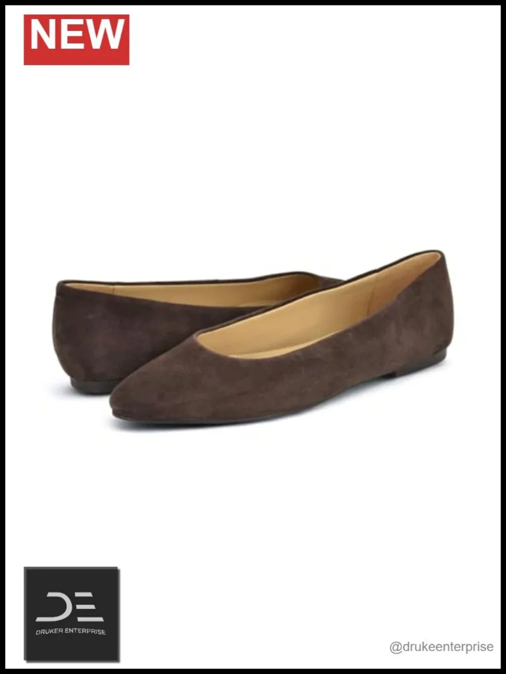 Nine West Suede Almond Toe Slip-On Flats .35 Heel